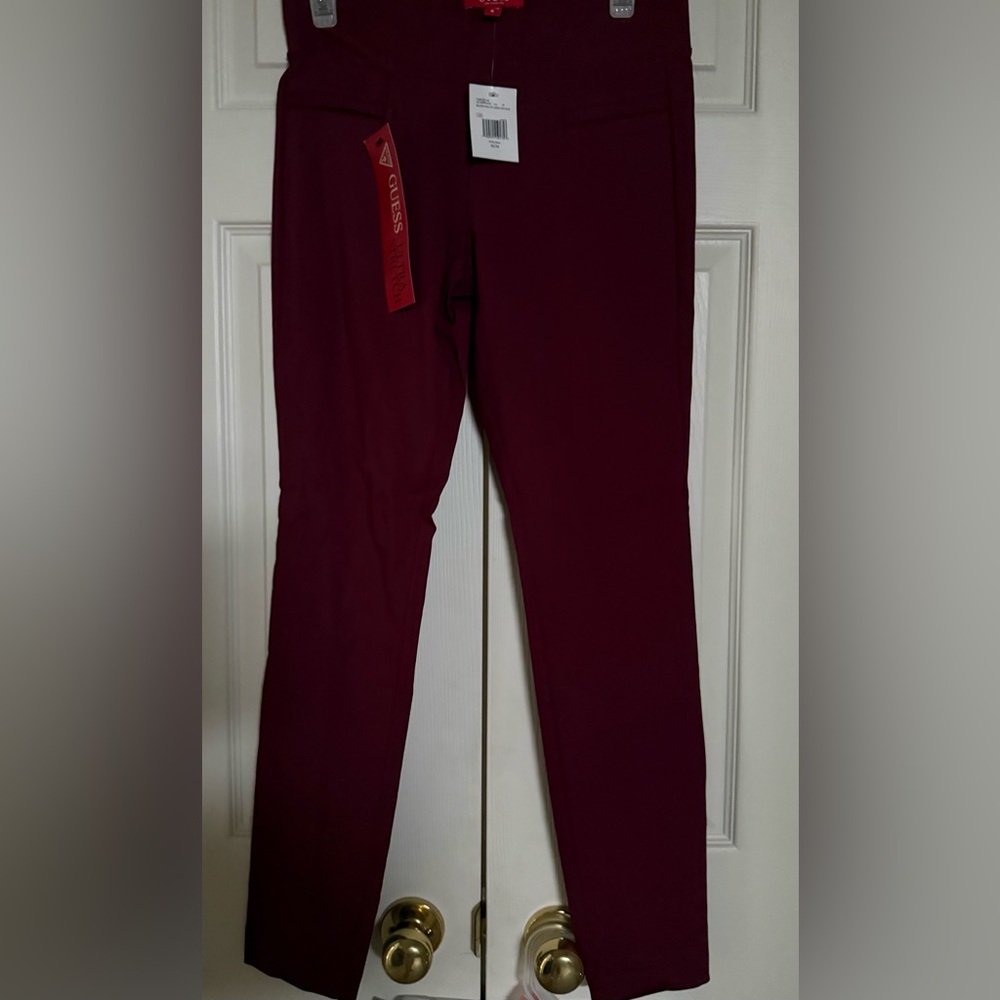 Guess Beatrix Pull On Ultra Stretch Burgundy Dress Pant